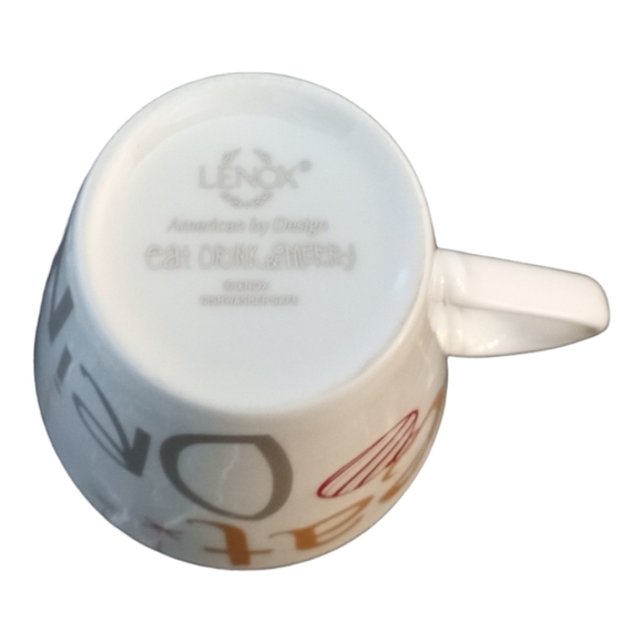 Lenox Holiday Mug Eat Drink Be Merry White Red Silver 12 oz - Picture 9 of 9